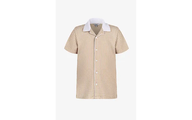 Enorsia Boys Cream Striped Jersey Seersucker Shirt 6yrs-11yrs - Uk 9 Yrs