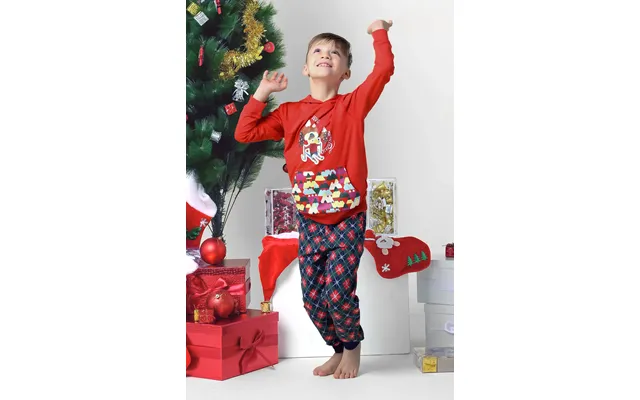 Enorsia Boys Red Christmas Ice Skating Print Hoodie 12 18mths-7yrs - Uk 4 Yrs