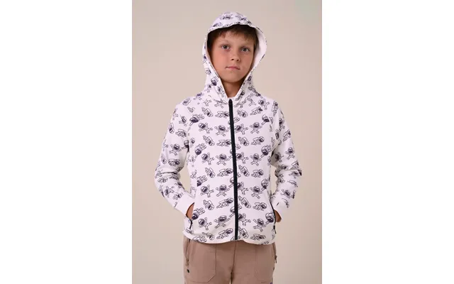 Enorsia Boys White Printed Zipper Hoodie 12 18mths-7yrs - Uk 7 Yrs