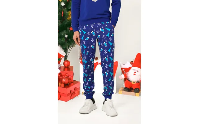 Enorsia Christmas Mens Blue Pyjama Bottoms - Uk L