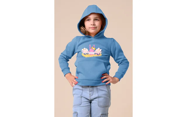 Enorsia Girls Blue Happy Easter Egg With Bow Hoodie 12 18mths-7yrs - Uk 6 7 Yrs