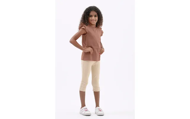 Enorsia Girls Brown Top With Broderie Ruffle - Uk 12 18 Mths