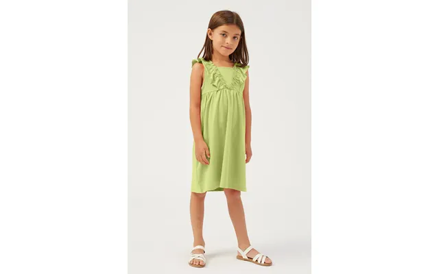 Enorsia Girls Green Square Neck Ruffle Sleeve Dress - Uk 12 18 Mths