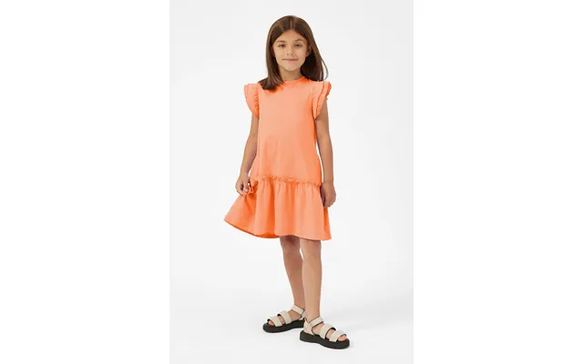 Enorsia Girls Orange Ruffle Sleeve Jersey Dress - Uk 12 18 Mths