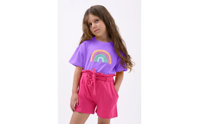 Enorsia Girls Purple Rainbow Embroidered T-shirt - Uk 8 9 Yrs