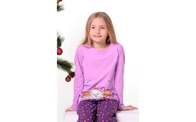 Enorsia Girls Purple Santa T-shirt 12 18mths-7yrs - Uk 5 6 Yrs