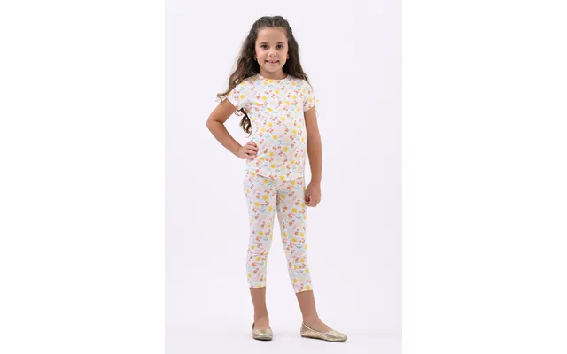 Enorsia Girls White Graphic T-shirt & Cropped Pyjama Sleep Set - Uk 12 18 Mths