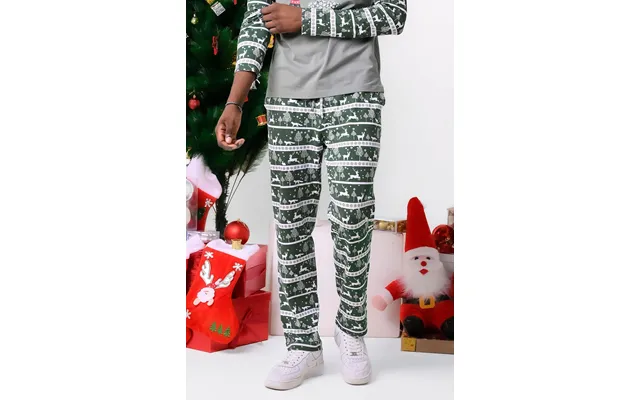 Enorsia Mens Aqua Fairisle Print Christmas Pyjama Bottoms - Uk Xl