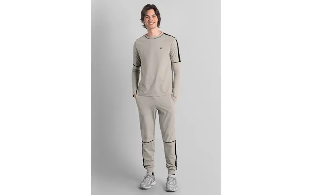 Enorsia Mens Beige Stretch Jersey Long Sleeve Tee And Jogger Set - Uk Xl