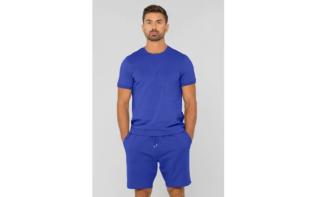 Enorsia Mens Blue Cotton Terry Short Sleeve Tee And Short Co-order Set - Uk S