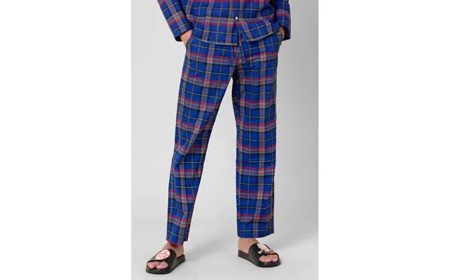 Enorsia Mens Blue Woven Check Pyjamas Bottoms - Uk 30