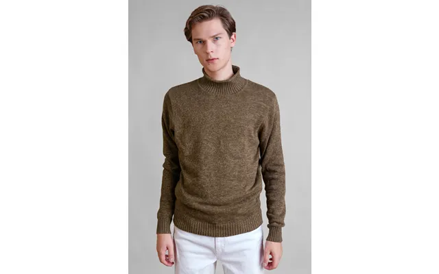 Enorsia Men’s Brown Marl High Neck Jumper - Uk