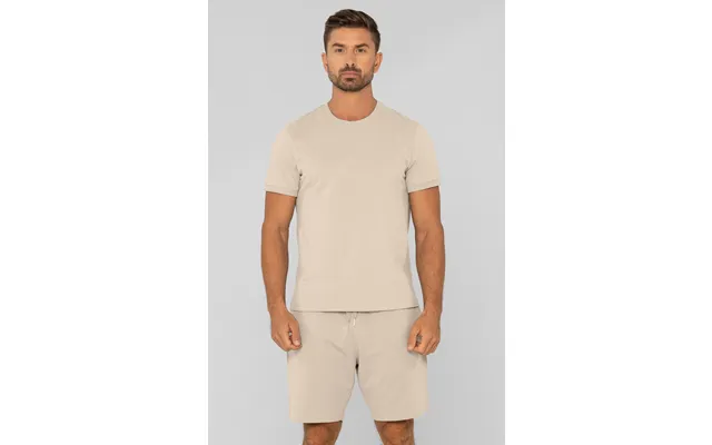 Enorsia Mens Cream Cotton Terry Short Sleeve Tee And Short Co-order Set - Uk
