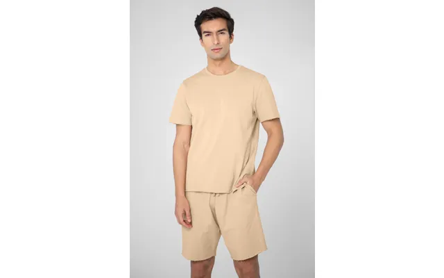 Enorsia Mens Cream Regular Fit T-shirt & Shorts Set - Uk L