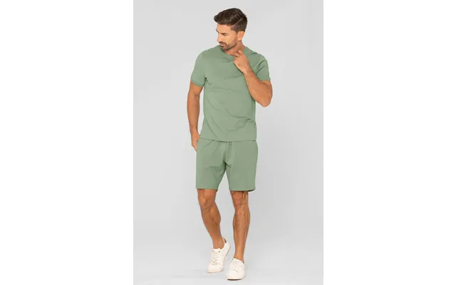 Enorsia Mens Green Cotton Terry Short Sleeve Tee And Short Co-order Set - Uk S