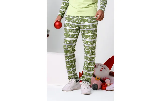 Enorsia Mens Green Fairisle Print Christmas Pyjama Bottoms - Uk Xl