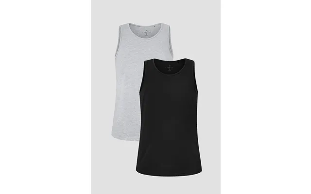 Enorsia Men's Grey Black Cotton Jersey Vest 2 Pcs Pack - Uk M