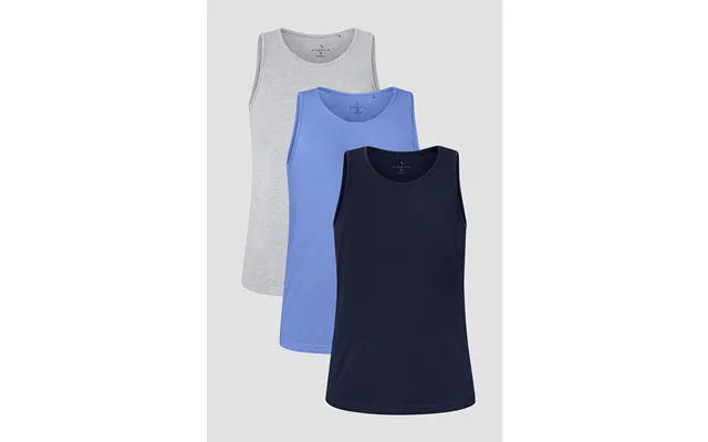 Enorsia Men's Grey Blue Navy Cotton Jersey Vest 3 Pcs Pk - Uk
