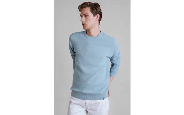 Enorsia Mens Light Blue Waffle Knit Crew Neck Jumper - Uk