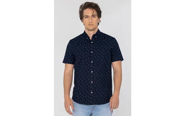 Enorsia Mens Navy Printed Short Sleeve Shirt - Uk S product image