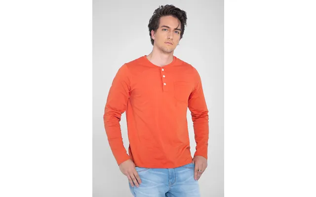 Enorsia Mens Orange Half Placket Long Sleeve T-shirt - Uk product image