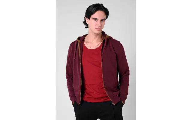 Enorsia Mens Red Contrast Piping Detail Zip Front Hoodie - Uk M