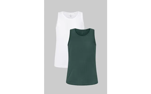 Enorsia Men's White Green Cotton Jersey Vest 2 Pcs Pack - Uk M
