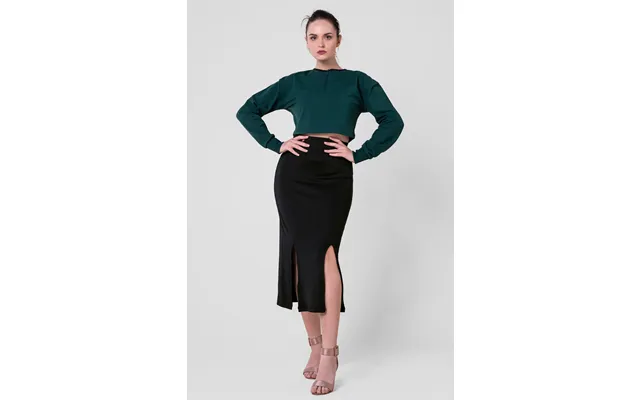 Enorsia Womens Black Button Front Ribbed Midi Skirt - Uk 10