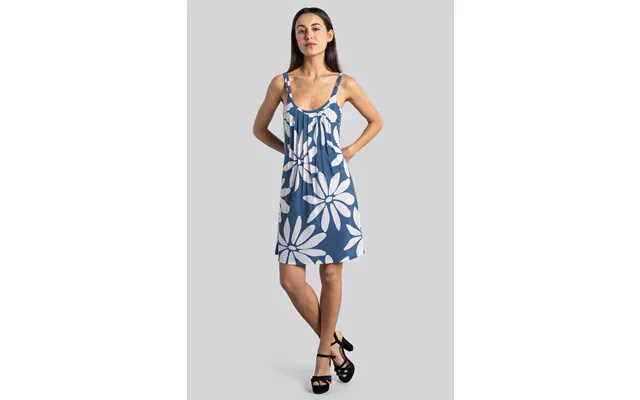 Enorsia Womens Blue Pleated Details Double Strap Cami Dress - Uk 14