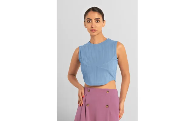 Enorsia Womens Blue Sleeveless Curve Hem Workout Top - Uk 18