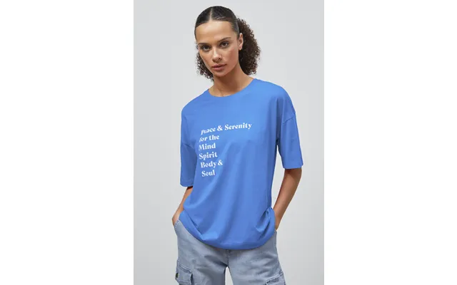 Enorsia Womens Blue Slogan Print Boxy Relaxed Fit T-shirt - Uk 10 product image