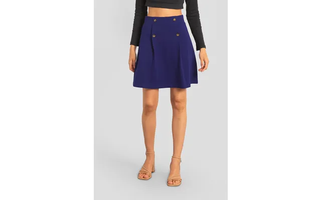 Enorsia Womens Navy Button-trimmed Pleated Mini Skirt - Uk 18
