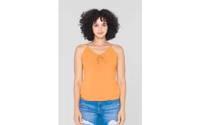 Enorsia Womens Orange Key Hole Tie Detail Cami - Uk 14