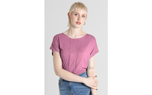 Enorsia Womens Pink Boat Neck Front Lace Trim Tops - Uk 10 product image