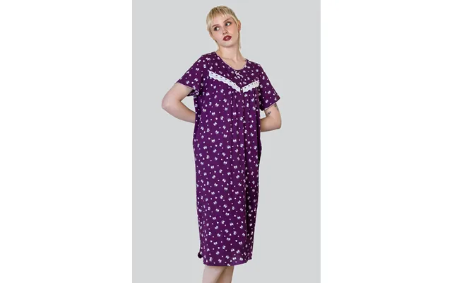 Enorsia Womens Purple Butterfly Printed S S Nightwear With Lacetrims - Uk 14
