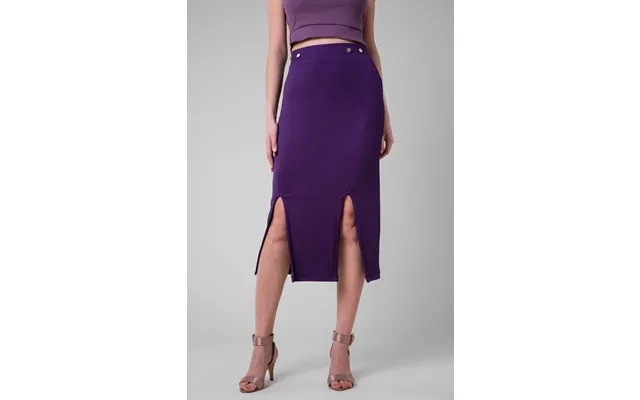 Enorsia Womens Purple Button Front Ribbed Midi Skirt - Uk 16