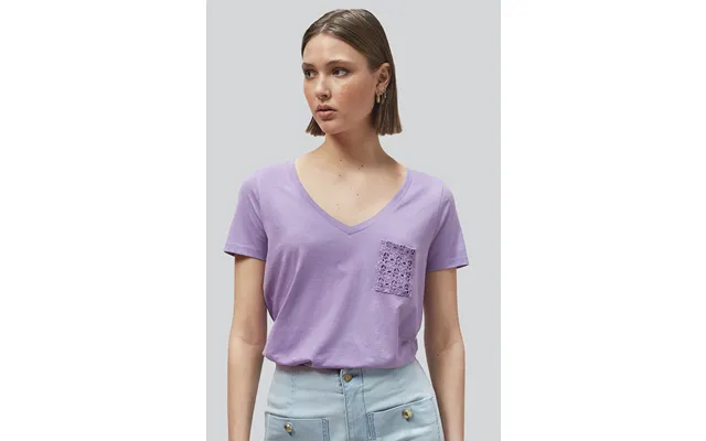 Enorsia Womens Purple Lace Pocket V-neck Tee - Uk 8 product image