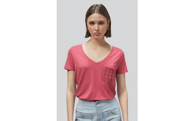 Enorsia Womens Red Lace Pocket V-neck Tee - Uk 18 product image