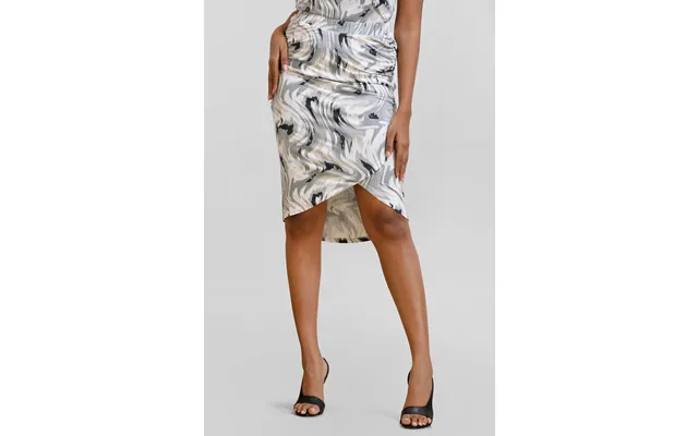 Enorsia Womens White Ruched Warp Midi Skirt - Uk 18