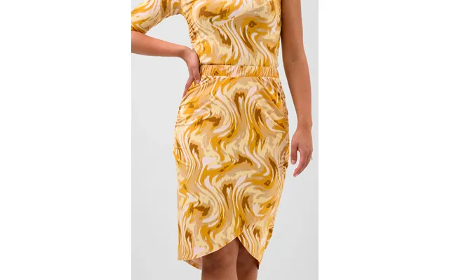 Enorsia Womens Yellow Ruched Warp Midi Skirt - Uk 16