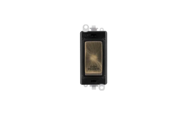 Click 20ax Antique Brass Double Pole Rocker Switch Module Dishwasher Insert Black