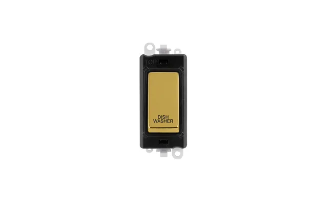 Click 20ax Polished Brass Double Pole Rocker Switch Module Dishwasher Insert Black