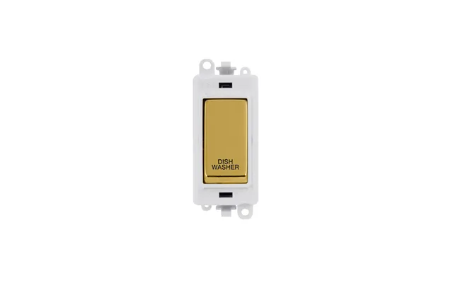 Click 20ax Polished Brass Double Pole Rocker Switch Module Dishwasher Insert Polar White