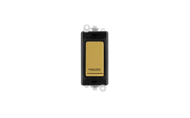 Click 20ax Polished Brass Double Pole Rocker Switch Module Freezer Insert Black