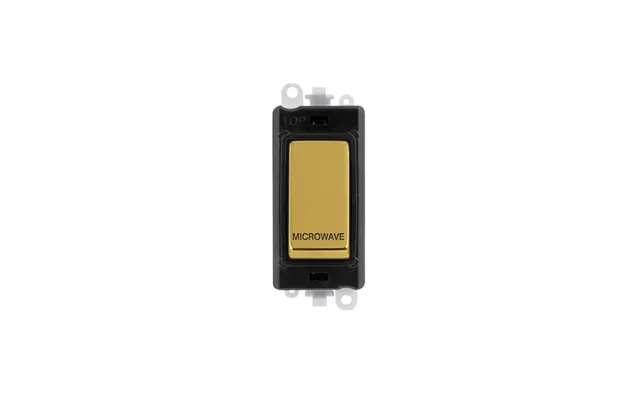Click 20ax Polished Brass Double Pole Rocker Switch Module Microwave Insert Black