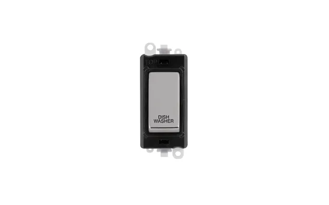 Click 20ax Polished Chrome Double Pole Rocker Switch Module Dishwasher Insert Black