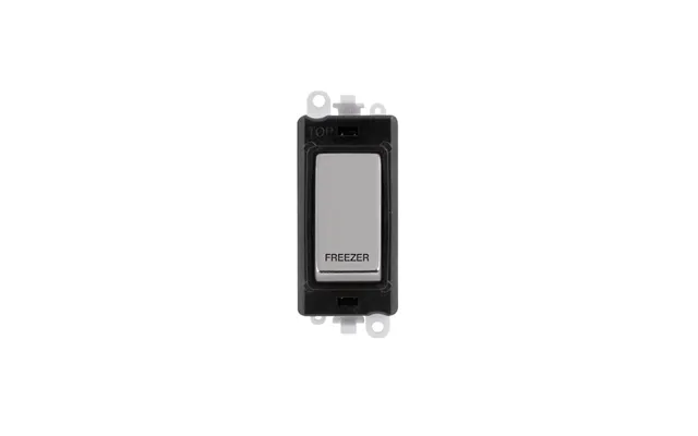 Click 20ax Polished Chrome Double Pole Rocker Switch Module Freezer Insert Black