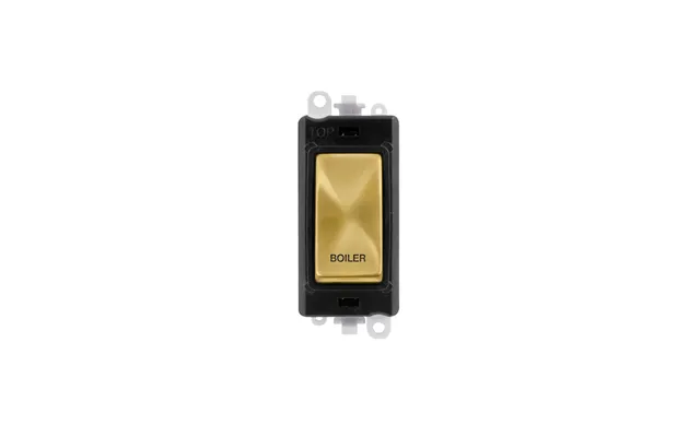 Click 20ax Satin Brass Double Pole Rocker Switch Module Boiler Insert Black