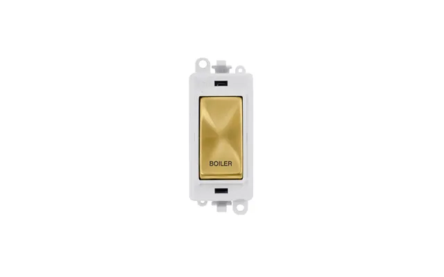 Click 20ax Satin Brass Double Pole Rocker Switch Module Boiler Insert Polar White