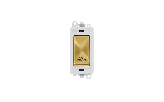 Click 20ax Satin Brass Double Pole Rocker Switch Module Dishwasher Insert Polar White
